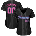 Maillot rose clair à fines rayures personnalisé bleu noir baseball blanc authentique Maillot rose clair à fines rayures personnalisé bleu noir baseball blanc authentique