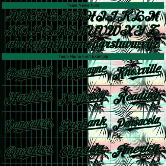 Maillot de baseball noir à rayures fines, motif authentique, feuilles personnalisées, palmier Kelly vert, motif tropical 3D Maillot de baseball noir à rayures fines, motif authentique, feuilles personnalisées, palmier Kelly vert, motif tropical 3D