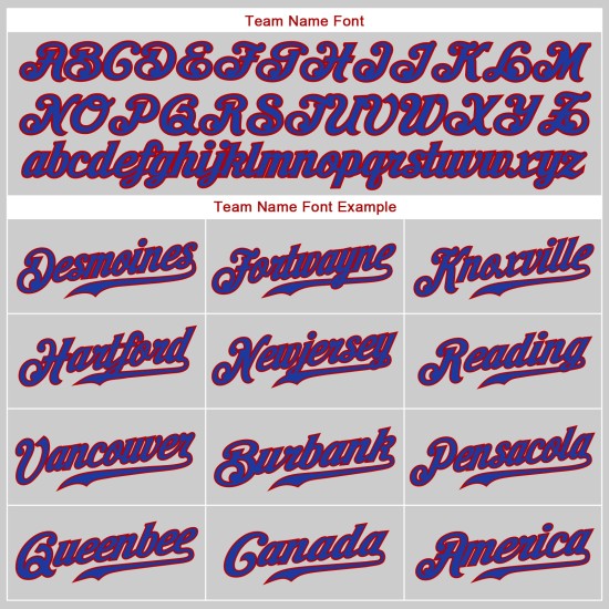 Maillot de baseball authentique en jersey gris côtelé rétro personnalisé, rouge-royal Maillot de baseball authentique en jersey gris côtelé rétro personnalisé, rouge-royal