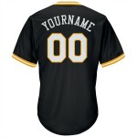 Maillot de baseball noir en jersey côtelé authentique et rétro, personnalisé, blanc et or Maillot de baseball noir en jersey côtelé authentique et rétro, personnalisé, blanc et or