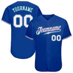 Maillot de baseball personnalisé Royal blanc-bleu sarcelle authentique Maillot de baseball personnalisé Royal blanc-bleu sarcelle authentique