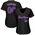 Maillot de baseball noir personnalisé violet-crème authentique
