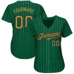 Maillot de baseball personnalisé vert authentique à rayures anciennes Kelly blanc or-noir Maillot de baseball personnalisé vert authentique à rayures anciennes Kelly blanc or-noir