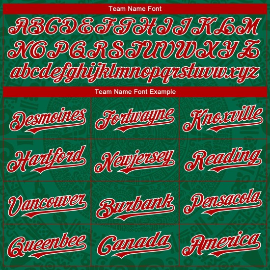Maillot de baseball 3D Mexique Kelly Authentic Green Custom Red Green-White Maillot de baseball 3D Mexique Kelly Authentic Green Custom Red Green-White