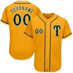 Maillot de baseball personnalisé vert-blanc or authentique Maillot de baseball personnalisé vert-blanc or authentique