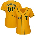 Maillot de baseball personnalisé vert-blanc or authentique Maillot de baseball personnalisé vert-blanc or authentique