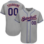 Maillot de baseball personnalisé authentique gris royal-orange Maillot de baseball personnalisé authentique gris royal-orange