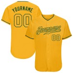 Maillot de baseball personnalisé authentique doré et vert