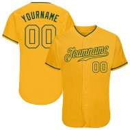 Maillot de baseball personnalisé authentique doré et vert