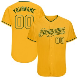 Maillot de baseball personnalisé authentique doré et vert
