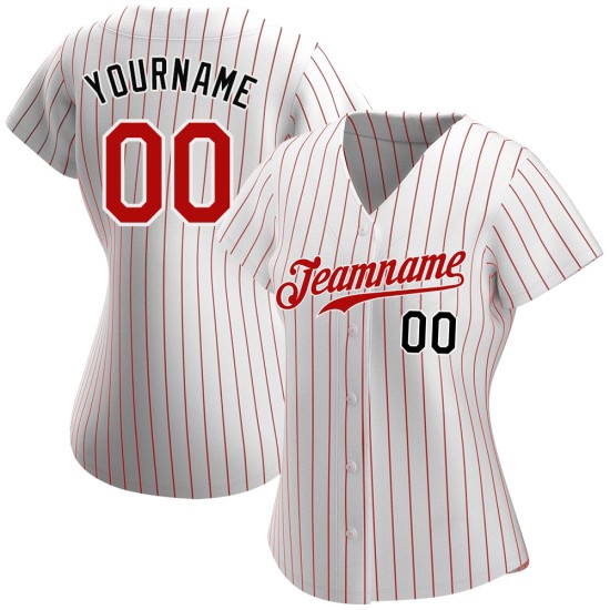 Maillot de baseball à rayures blanches authentiques rouge-noir rouge Maillot de baseball à rayures blanches authentiques rouge-noir rouge