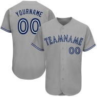 Maillot de baseball gris personnalisé Royal-White Authentic