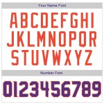 Maillot de baseball personnalisé en jersey blanc violet-orange, tricot côtelé authentique rétro Maillot de baseball personnalisé en jersey blanc violet-orange, tricot côtelé authentique rétro
