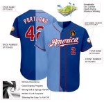 Maillot de baseball personnalisé Red-Light Fashion Royal Split bleu authentique Maillot de baseball personnalisé Red-Light Fashion Royal Split bleu authentique