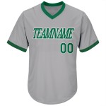 Maillot gris personnalisé vert-blanc authentique Kelly Rib-Knit Throwback Baseball Maillot gris personnalisé vert-blanc authentique Kelly Rib-Knit Throwback Baseball