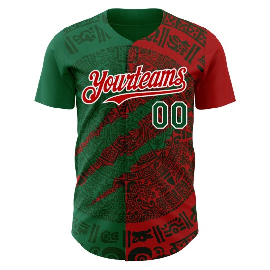 Maillot de baseball 3D personnalisé Mexique rouge vert à gratter vert-blanc authentique Kelly Maillot de baseball 3D personnalisé Mexique rouge vert à gratter vert-blanc authentique Kelly