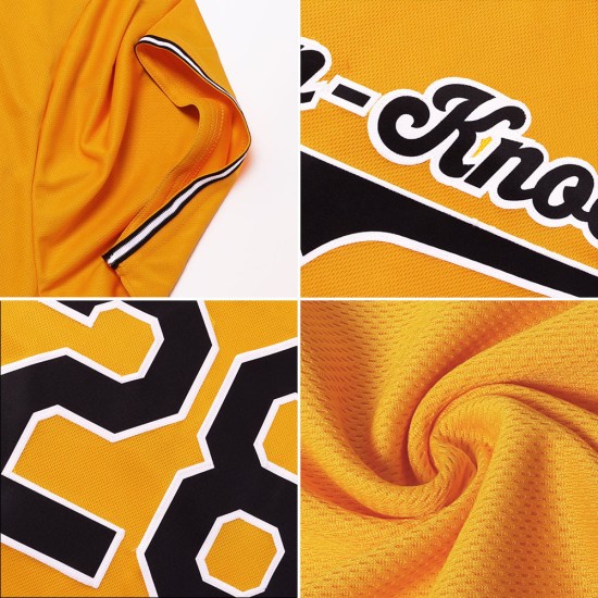 Maillot de baseball personnalisé authentique doré et vert