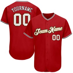 Maillot de baseball rouge personnalisé blanc-ancien et authentique doré