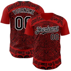Maillot de baseball 3D authentique personnalisé Mexique rouge noir-blanc