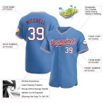Maillot de baseball bleu clair authentique personnalisé blanc-rouge