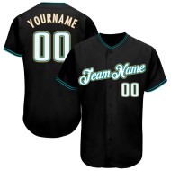 Maillot de baseball noir, blanc et bleu sarcelle, personnalisé et authentique