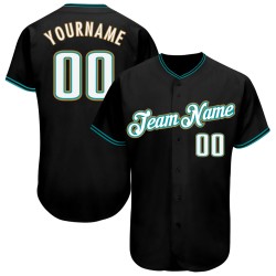 Maillot de baseball noir, blanc et bleu sarcelle, personnalisé et authentique