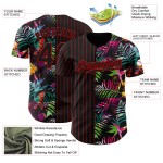 Maillot de baseball 3D motif palmier à rayures tropicales noires authentiques, motif feuilles personnalisées, rouge Maillot de baseball 3D motif palmier à rayures tropicales noires authentiques, motif feuilles personnalisées, rouge